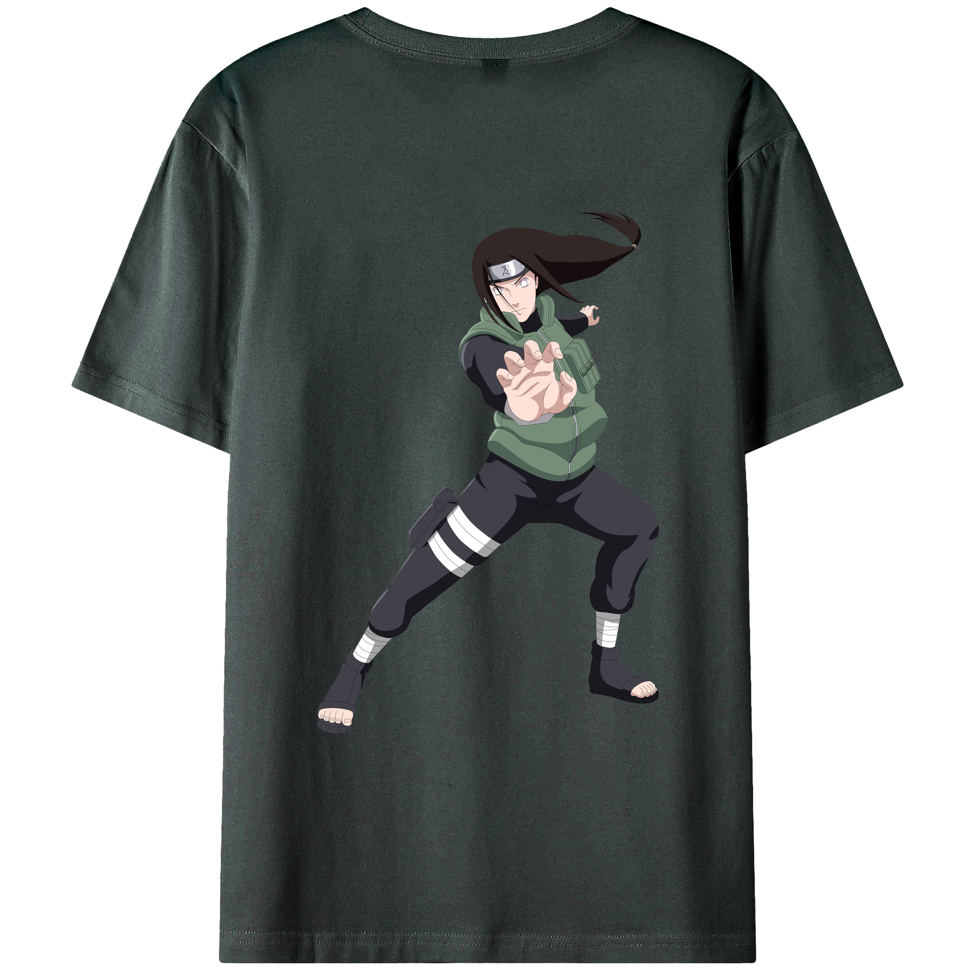 （画像用） NARUTO -ナルト- 日向ネジ Hyūga Neji 綿100％ メンズ半袖Tシャツ（バックプリント） 通気性